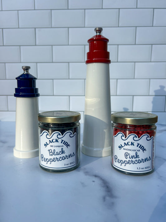 Lighthouse Pepper Mill and Peppercorns - Slack Tide Sea Salt