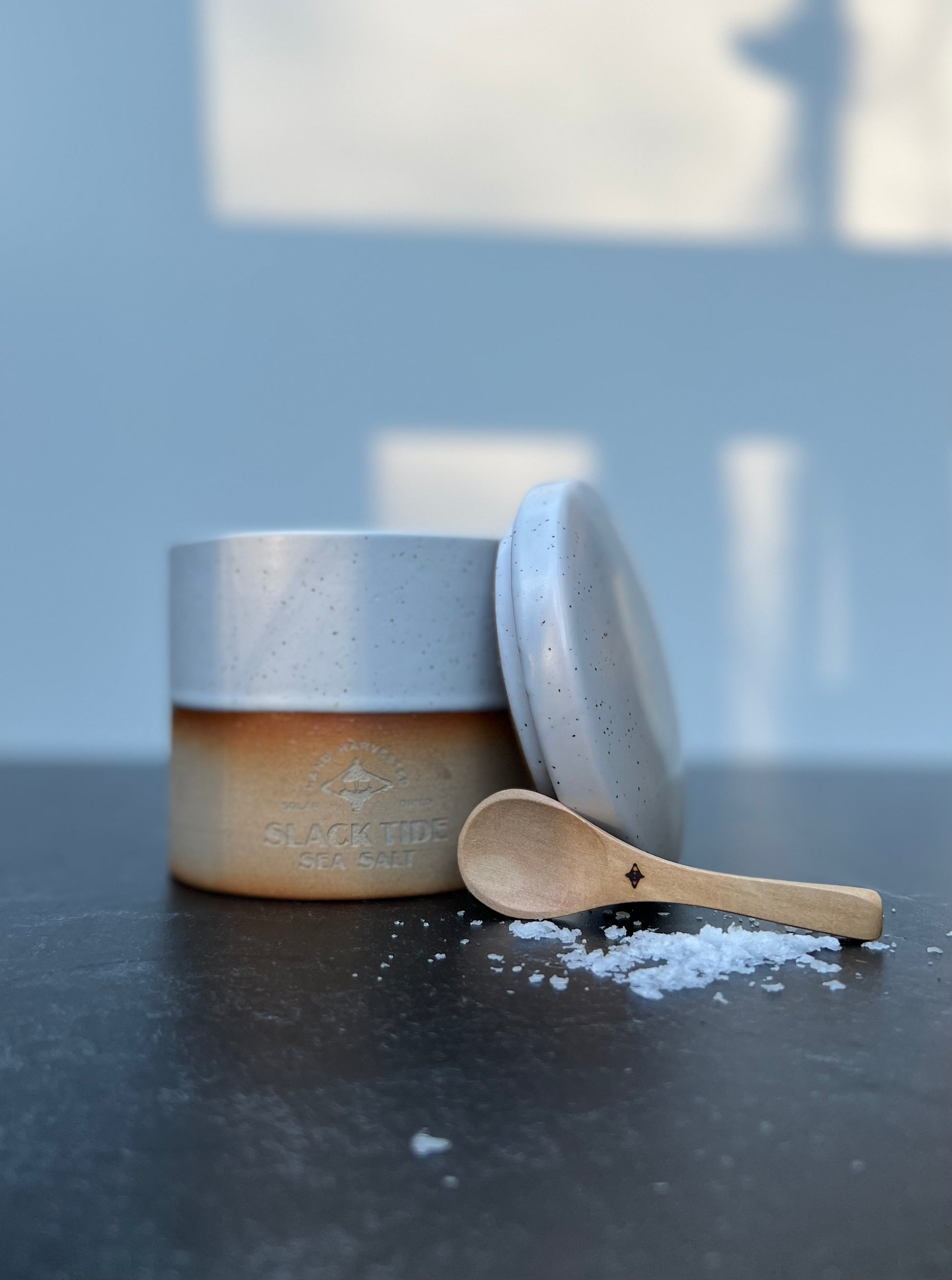 Sea salt in salt cellar