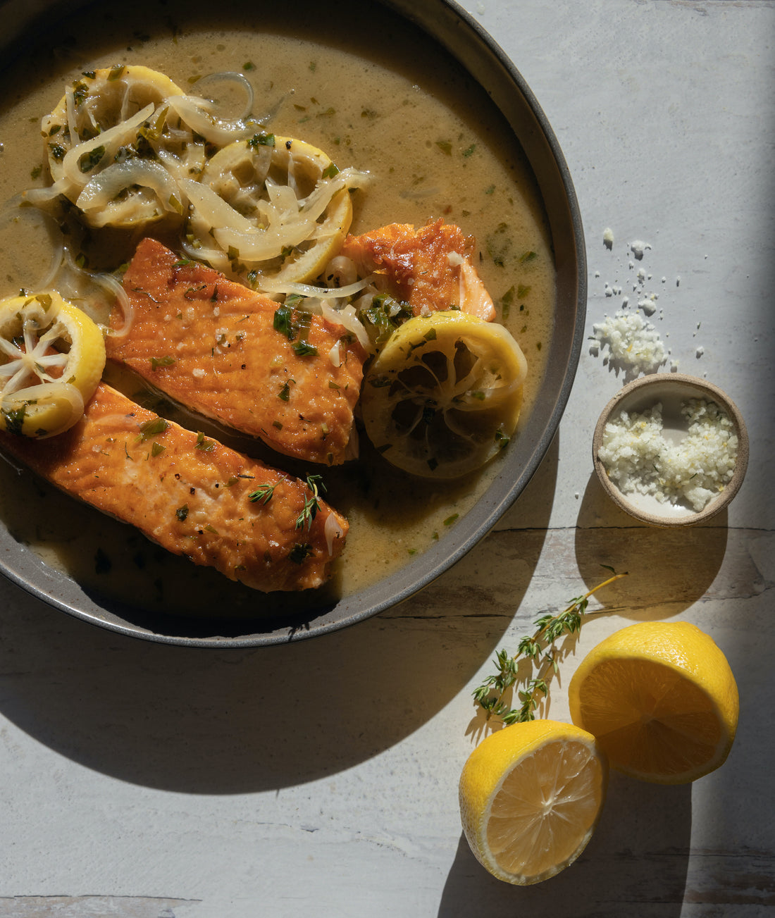 Seared Salmon with Herb Butter Pan Sauce and Lemon Dill Sea Salt