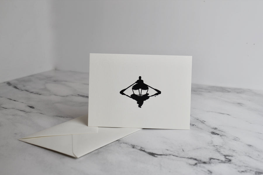 Letterpress Rower Logo Note Card with Envelope - Slack Tide Sea Salt