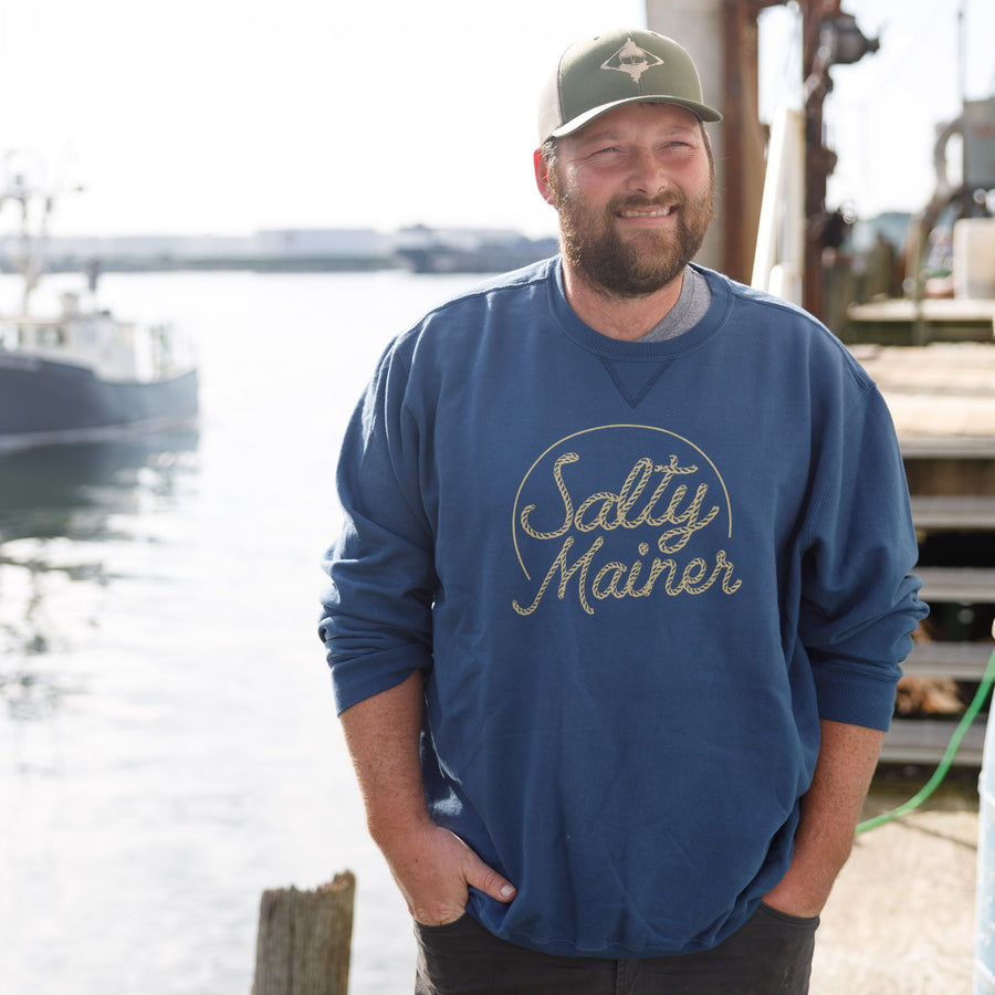 Salty Mainer Crew Neck Sweatshirt - Slack Tide Sea Salt