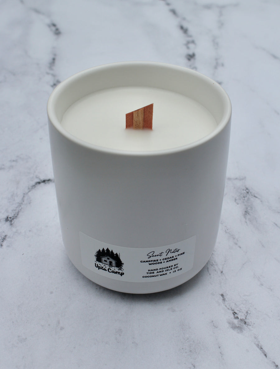 Upta Camp Smoke and Pine candle in Ceramic vessel - Slack Tide Sea Salt